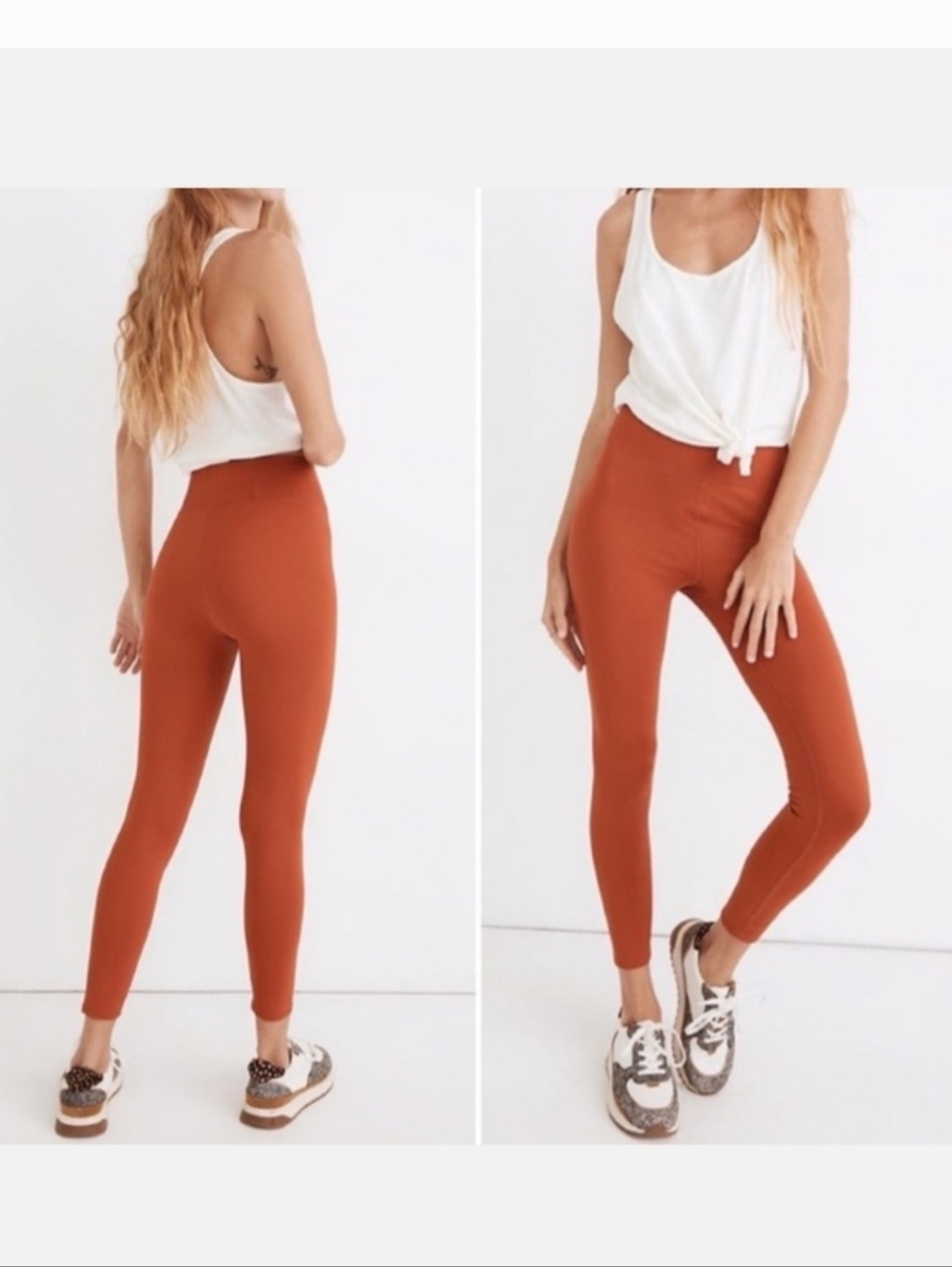 Madewell MWL Leggings High Rise Womens Sz M Burnt Orange Athletic Workout